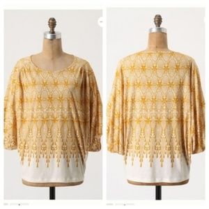 Anthropologie Yellow Patterned Top